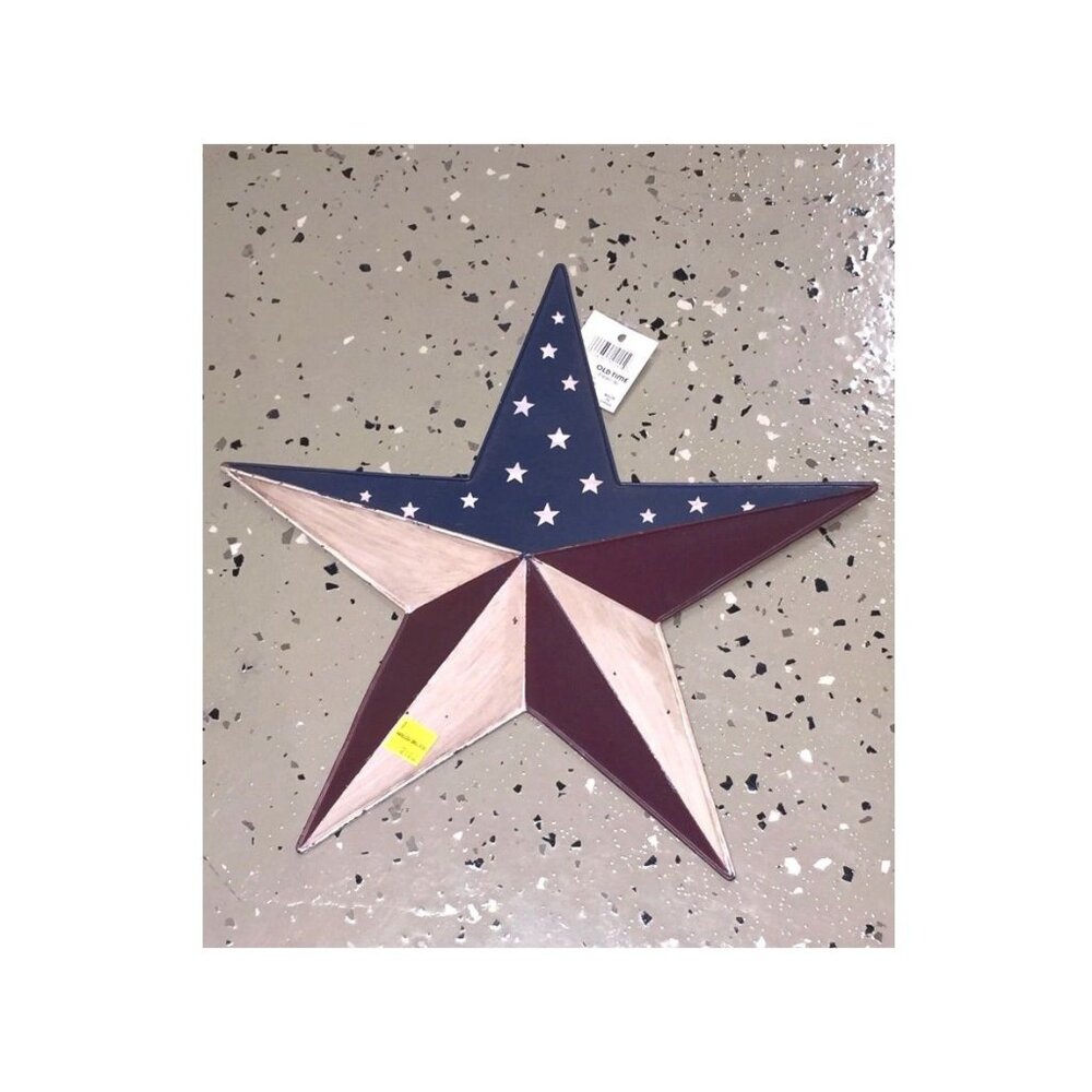 Americana Patriotic 12'' Metal Hand Painted Wall Star Old Time Pottery